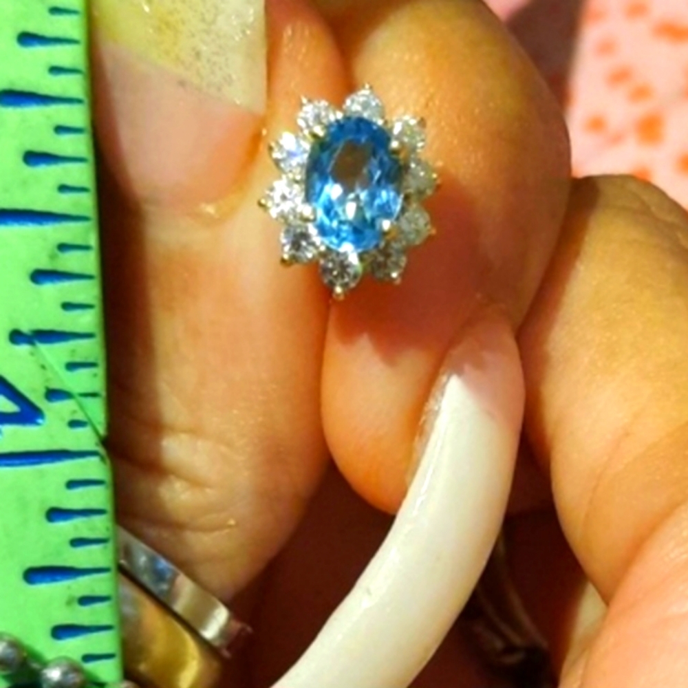 NIB AUTHENTIC GENUINE SOLID 10K YELLOW GOLD AQUAMARINE CZ DIAMONELLE EARRINGS